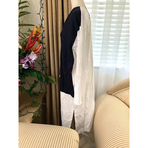 Zara Mixed Poplin Pinstripe Jacket / Long Tunic Shirt in Striped Black/White - Picture 9 of 13